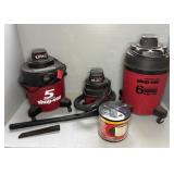 (3) SHOP VAC WET/DRY VACUUMS - 1, 5, 6 GAL.