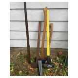 AXES, LOG SPLITTER, WEDGE, IRON BAR, SLEDGE HAMMER