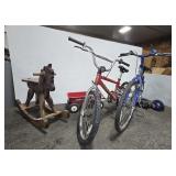 BIKES, WAGON & ROCKING HORSE