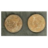 2 - LARGE CENTS: 1820 & 1842