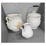 CHAMBER POT, JARDINIERE, TEAPOT