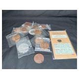 12 VARIOUS TOKENS, ROMAN COIN