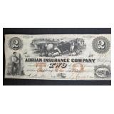 $2 BILL - ADRIAN INSURANCE COMPANY - MICHIGAN