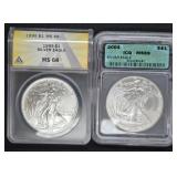 1995 & 2004 SILVER EAGLE DOLLARS