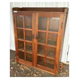 MISSION OAK BOOKCASE WITH GLASS PANELED DOORS