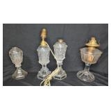 3 WHALE OIL LAMPS - 1 OIL LAMP