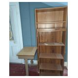 4 WOOD BOOK CASES AND SCHOOL DESK