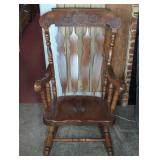 SOLID WOOD ROCKER W/CARVED BACK