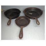 (3) CAST IRON PANS