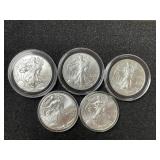 5 - AMERICAN SILVER EAGLES