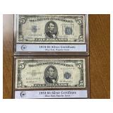 2 - $5 SILVER CERTIFICATES - 1934 & 1953