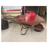 GAS CAN AND WHEEL BARROW