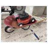 KIDS WHEEL BARROW AND LAWN MOWER