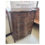 SERPENTINE 6 DRAWER ANTIQUE DRESSER