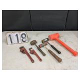 Assorted Dead Blow Hammers & Pipe Wrenches