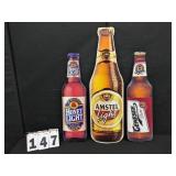 3 Metal Beer Bottle Signs