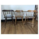 3 Misc. Barrel Back Dining Chairs