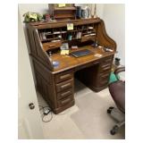 Early oak roll top writing desk no contents