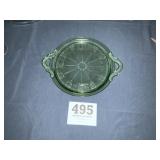 Green Depression Uranium Glass Serving Plate