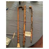 3 Fancy Wood Carved Canes