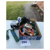 Outdoor cord and light box lot