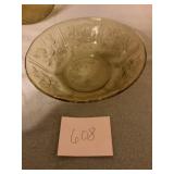 Vintage Amber 10 inch cabbage rose vegetable bowl