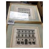 Lot of 2 Framed Architectural Prints