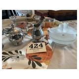 Westmoreland Glass Dove Candy Dish, Pewter Sugar