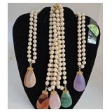 (5) Faux Pearl & Polished Hardstone