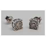 14KT White Gold & Diamond Earrings