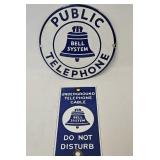 (2) Vintage Enamel Bell System Signs