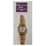 Vintage 18kt Gold Coated Floral Stretch Watch