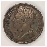 1822 Ireland George IV Hibernia Half Penny