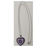 Sterling Silver w/4ct Amethyst Heart Necklace