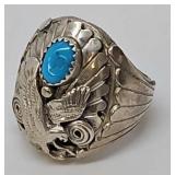 Sterling and Turquoise Eagle Ring