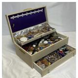 Costume Jewelry and Wristwatches in Jewelry Box