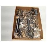 TRAY LOT OF ASSORTED GUN PARTS, FAKE SUPPRESSOR