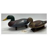 (2) Hand Painted Wood Duck Decoys - Jobes