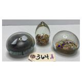 (3) Art Glass Paperweights - Millefiori Murano ++