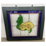 Vintage Stained Glass Window - Yellow Roses