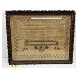 Framed 1833 Needlepoint Sampler - Signed