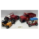 (4) Vintage Metal Tonka Trucks - Dune Buggy, Dump