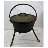 Cast Iron Footed Pot w/ Lid & Stand