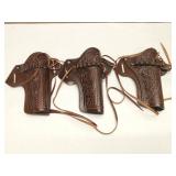 (3Pcs.) LEATHER SINGLE ACTION REVOLVER HOLSTERS