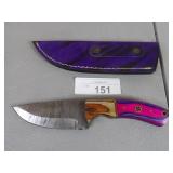 Hunter Damascus Steel Knife With Sheath