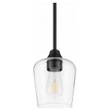 2x Clear Glass Shade Black Mini Pendants