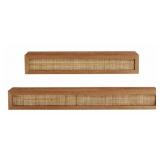 Natural Wood Floating Wall Shelves Set Of 2