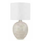 Finch 22 In. Distressed White Ribbed Table Lamp