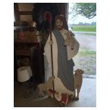 Plywood Jesus & Sheep Cut Out Decor