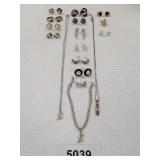 (2) Necklaces, (1) Bracelet, & Earrings